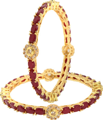 Shiv_Jewels Alloy Cubic Zirconia Gold-plated Bangle Set(Pack of 2)