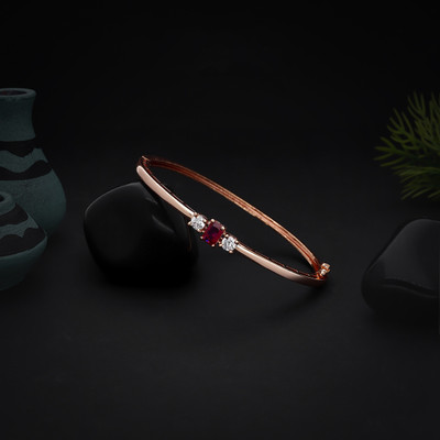 jivaas collection Brass Cubic Zirconia, Ruby Gold-plated Kada