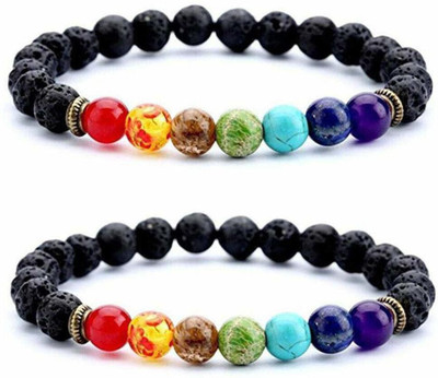 SUKHAD Stone Agate, Crystal, Turquoise, Quartz, Lapis Lazuli Bracelet Set(Pack of 2)