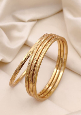 Aureva Jewels Brass Gold-plated Bangle Set(Pack of 4)