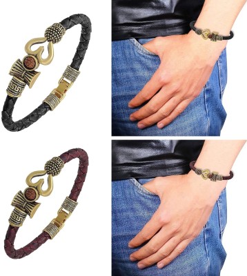 vs unique collections Leather Bracelet Set(Pack of 2)