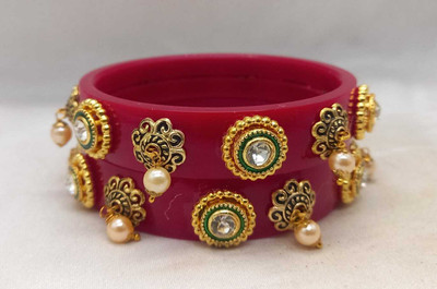 Rajwadi Plastic Cubic Zirconia Bangle Set(Pack of 2)