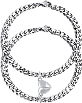 ISUBUCCI Silver, Sterling Silver, Stainless Steel Silver Bracelet Set(Pack of 2)