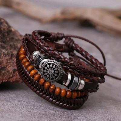 University Trendz Leather Bracelet(Pack of 4)