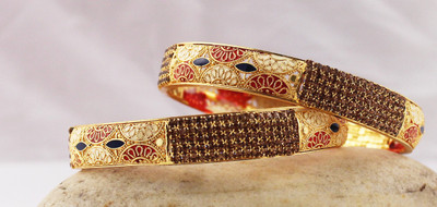AYE Alloy Zircon Gold-plated Bangle Set(Pack of 2)