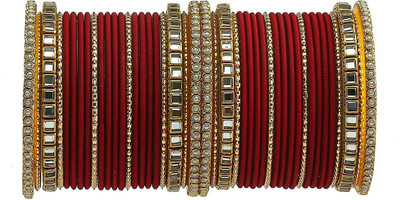 LYBASHINE Metal Crystal Bangle Set(Pack of 10)