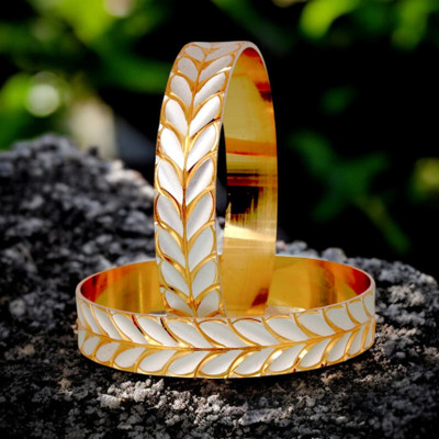 Lucky Jewellery Alloy Gold-plated Bangle Set(Pack of 2)