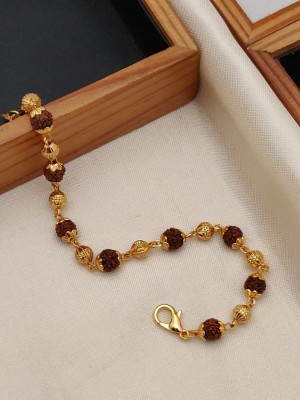 ATMESHWARSALES Rudraksha Cubic Zirconia Gold-plated Bracelet