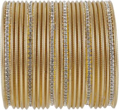 Zulka Get Your Traditions Metal Zircon Bangle Set(Pack of 26)