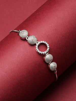 ZENEME Brass Cubic Zirconia Rhodium Bracelet