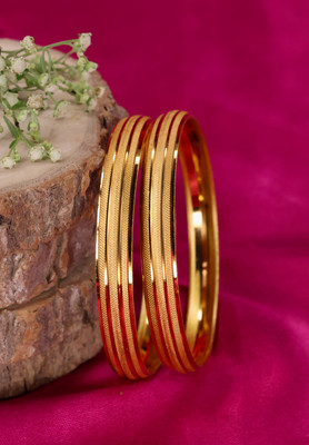Swarnaari Brass Gold-plated Bangle Set(Pack of 2)