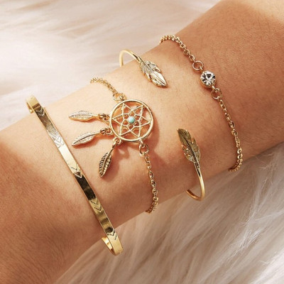Vembley Alloy Cubic Zirconia Gold-plated Bracelet Set(Pack of 4)
