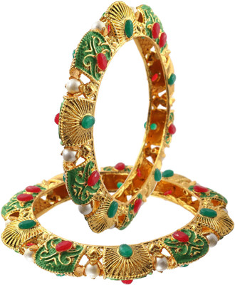 Terraband Alloy Crystal Gold-plated Bangle Set(Pack of 2)
