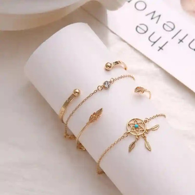 JDENTERPRISES Alloy Gold-plated Bracelet Set(Pack of 4)
