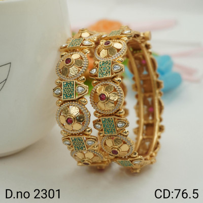 Panini Jewels Copper Gold-plated Bangle Set(Pack of 2)