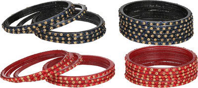 AFAST Glass Crystal Enamel Bangle Set(Pack of 10)