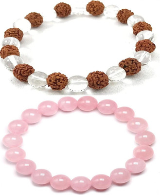 HouseOfCommon Stone, Crystal, Rudraksha Bracelet(Pack of 2)