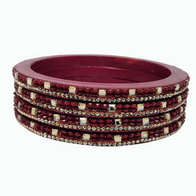 MIROW Lac Beads, Cubic Zirconia, Zircon Bangle Set(Pack of 4)
