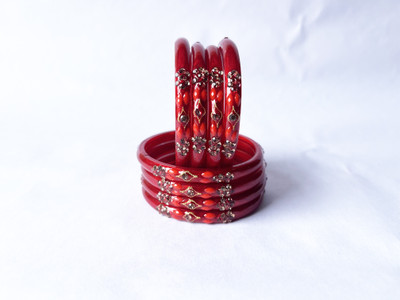 Bhooprama Glass Crystal Enamel Bangle Set(Pack of 8)