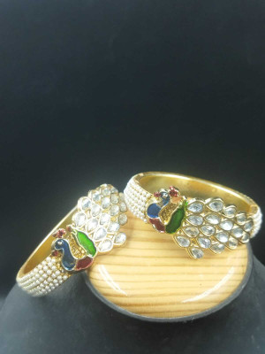 ROHIDAZ Alloy Cubic Zirconia Silver Coated Kada(Pack of 2)