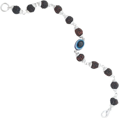 PremPyare Kripalu Store Rudraksha, Evil Eye Silver Charm Bracelet