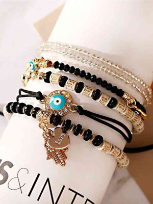 TVI Alloy Crystal Bracelet Set(Pack of 6)