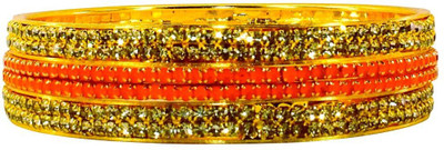 shineora Brass Cubic Zirconia Gold-plated Bangle Set(Pack of 4)