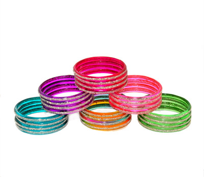 ZULKA Glass Zircon Bangle Set(Pack of 24)