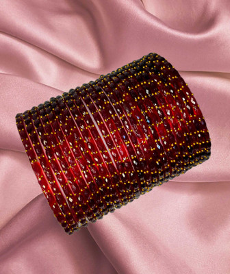 Glasswork Glass Cubic Zirconia Bangle Set(Pack of 10)