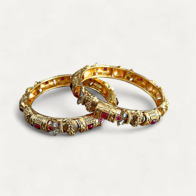 Garnisha Brass Gold-plated Bangle Set(Pack of 2)