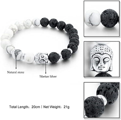 VIBESLE Howlite, Crystal, Lava Beads Charm Bracelet
