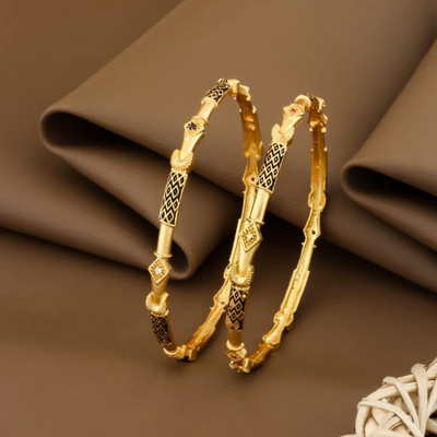 EiVAA Brass Diamond Gold-plated Bangle Set(Pack of 2)