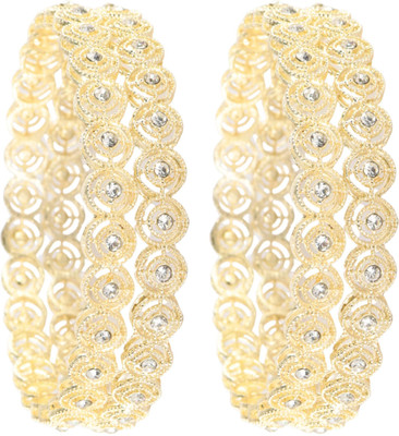 NMII Metal Diamond, Zircon Gold-plated Bangle Set(Pack of 4)