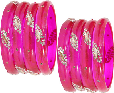 ZULKA Glass Zircon Bangle Set(Pack of 8)