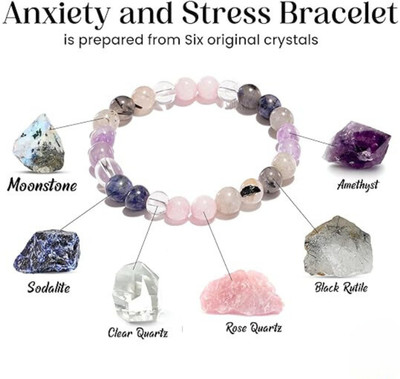 VIBESLE Stone, Rose Quartz, Amethyst, Clear Quartz Crystal Bracelet