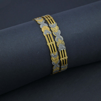 Opal Touch Brass Cubic Zirconia Gold-plated Bangle Set(Pack of 2)