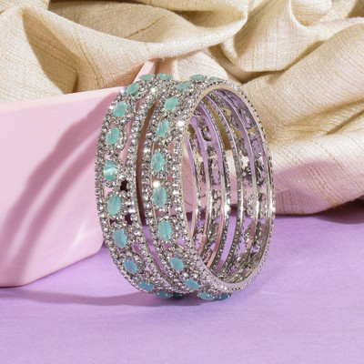 kewai Metal Cubic Zirconia Bangle Set(Pack of 2)