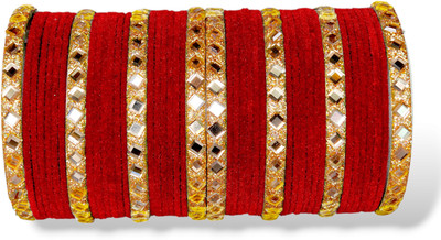 Atrika Glass, Alloy Zircon Gold-plated Bangle Set(Pack of 10)