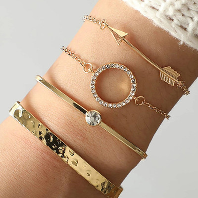 Daliva Alloy Cubic Zirconia Gold-plated Bracelet Set(Pack of 4)