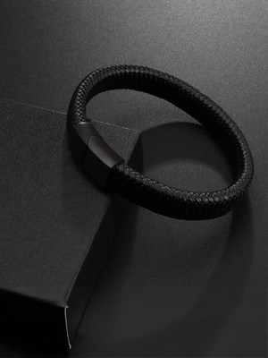 Fashion Frill Leather Silver Bracelet