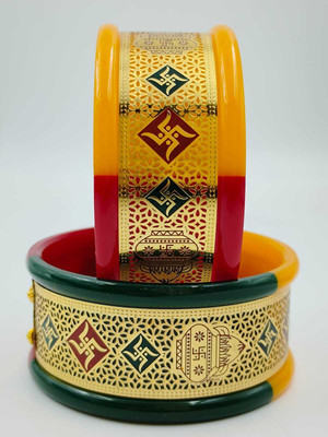 Primectrla Fab Plastic Diamond Gold-plated Bangle Set(Pack of 2)