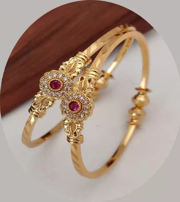 HouseOfCommon Brass, Copper Gold-plated Bangle Set(Pack of 2)