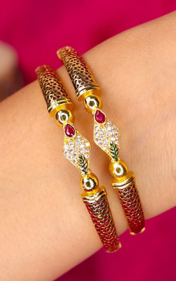 Swarnaari Brass Gold-plated Bangle Set(Pack of 2)