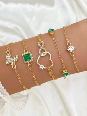 Korezave Alloy Crystal Gold-plated Bracelet Set(Pack of 5)