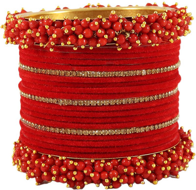 NMII Metal Pearl, Diamond, Zircon Gold-plated Kada(Pack of 42)