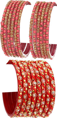 AFAST Glass Crystal Enamel Bangle Set(Pack of 10)