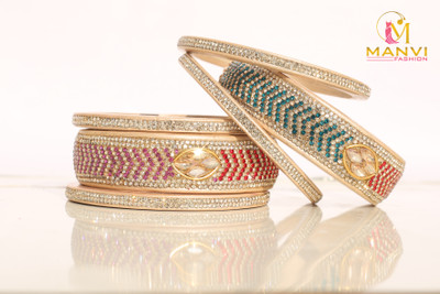 MANVI FASHION Lac Crystal Bangle Set(Pack of 6)
