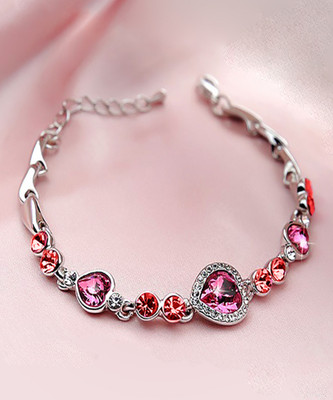 YELLOW CHIMES Brass Crystal Rhodium Bracelet