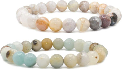 VIBESLE Crystal Beads, Agate Charm Bracelet(Pack of 2)