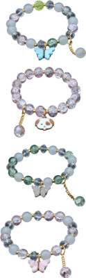 SIMPLESALES Crystal, Glass Charm Bracelet(Pack of 4)